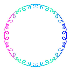 Bright Gradient Colored Mandala Abstract Lace Art. Neon Frame Border Isolated on Background, Retro Birthday Party Greeting card Invitation Design Element Symbol