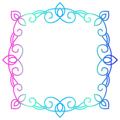 Bright Gradient Colored Mandala Abstract Lace Art. Neon Frame Border Isolated on Background, Retro Birthday Party Greeting card Invitation Design Element Symbol
