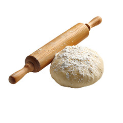 Dough and rolling pin ready for baking