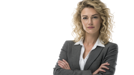Curly Haired Businesswoman with Arms Crossed Portrait
