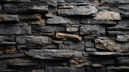 Beautiful photo of dark Grey Layered Stone Wall Texture.