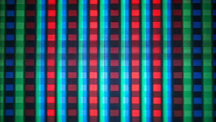 RGB glitch flicker with scan lines abstract digital pattern vibrant color pixel closeup technology texture electronic display modern screen illuminated macro view futuristic