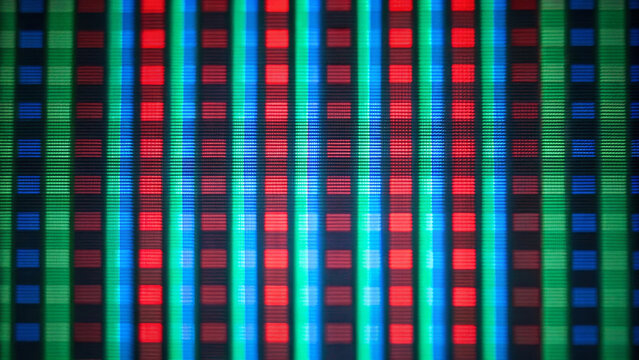 RGB glitch flicker with scan lines abstract digital pattern vibrant color pixel closeup technology texture electronic display modern screen illuminated macro view futuristic