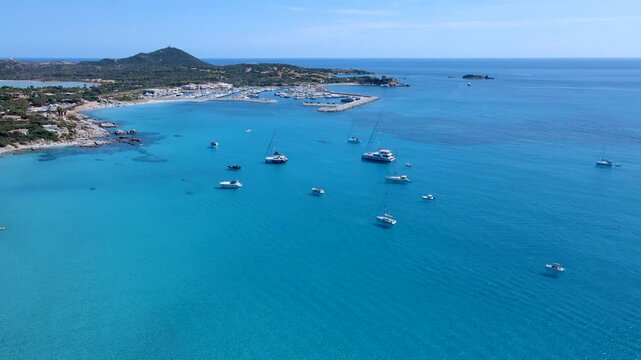 Aerial View Sardinia Campolongu Boats