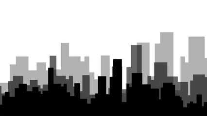 Grayscale Pixel Art City Skyline Silhouette. Abstract grayscale pixel art city skyline illustration.