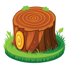 Enchanting Forest Stump Illustration Playful Cartoon Style Depicting Nature's Beauty Tranquil Woodland Scene Whimsical Artwork