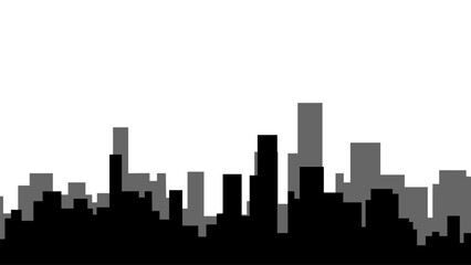 Fototapeta premium Grayscale Pixel Art City Skyline Silhouette. Abstract grayscale pixel art city skyline illustration.