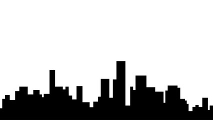 Fototapeta premium Grayscale Pixel Art City Skyline Silhouette. Abstract grayscale pixel art city skyline illustration.