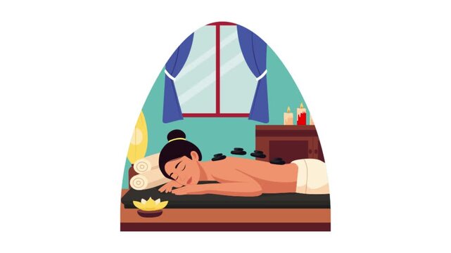 Spa Therapist Giving Massage 2D Flat Animation