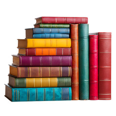Stack of colorful antique books literature collection knowledge wisdom