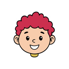 Cartoon boy face with curly red hair isolated on transparent background