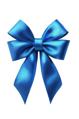 Naklejka premium Close-up vibrant blue satin ribbon bow