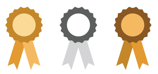 Gold medal award ribbon icon, a vector symbol of success and achievement