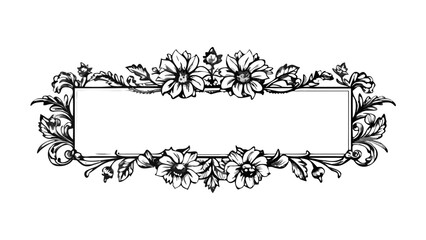 Ornate black floral frame with peony motifs
