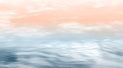 Obraz premium Serene ocean landscape at sunset with light waves and pastel sky background