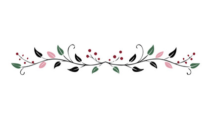 Decorative horizontal leaf divider with red berries