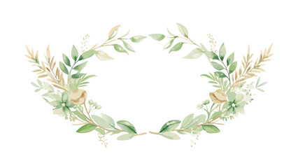 Watercolor olive branch wreath in neutral tones