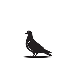 Fototapeta premium A detailed silhouette illustration of a pigeon standing attentively on a flat surface isolated on white background