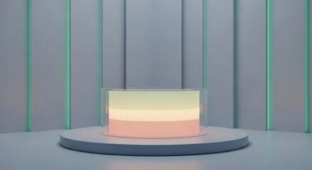 Symmetrical SciFi Stage with Glowing Core and Mint Green Illumination.