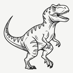 Ferocious Tyrannosaurus Rex Illustration in Black and White