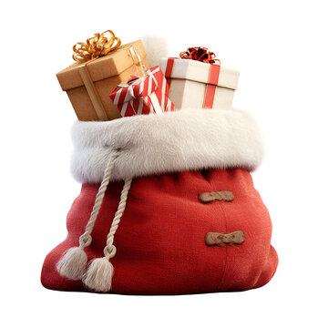 Santas red bag filled with Christmas gifts presents holiday season