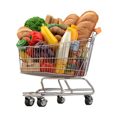 Full Shopping Cart Fresh Groceries Healthy Food