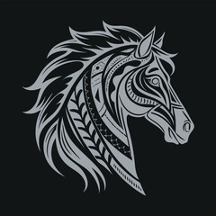 Black and White Horse Illustration