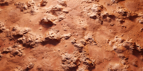Martian surface pattern. Red brown orange Mars planet background. Desert view from above. Old plaster texture wall. Raster bitmap illustration. AI artwork.