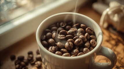A close-up macro view of roasted Arabica coffee beans with rich brown tones and oily surfaces, highlighting texture, freshness, and aroma, ideal for specialty coffee visuals. 