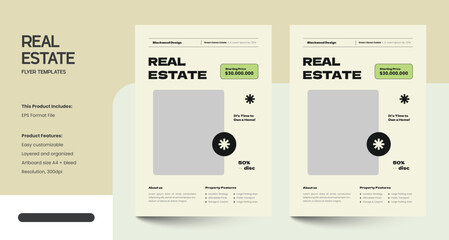 Fototapeta premium Clean, Modern and Professional Real Estate Design Flyer Template
