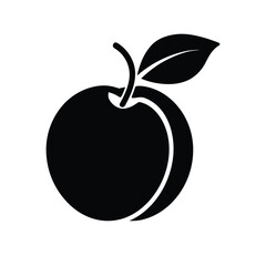 Apricot fruit black silhouette icon isolated on white background