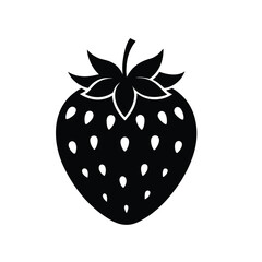 Black strawberry silhouette icon isolated on white background