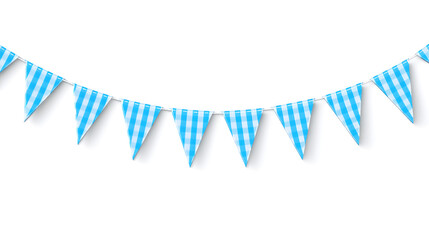 Obraz premium Classic Oktoberfest triangle bunting with alternating blue and white check pattern. Great for folk festival branding and festive layouts