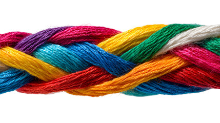 Colorful threads braided together vibrant textile texture