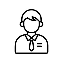 Obraz premium Illustration of a man with a tie and short hair in a simple outline style isolated on white background