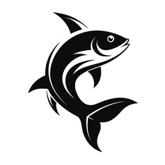 Obraz premium Stylized minimalist fish silhouette vector graphic