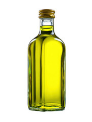 Olive Oil Elixir: A close-up view of a glass bottle filled with vibrant, golden olive oil, exuding freshness and purity. It is a timeless symbol of culinary excellence and health.
