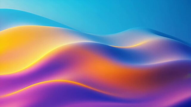 A 3D abstract motion background of soft, rolling hills with a vibrant, flowing color gradient of blue, purple, and orange