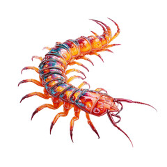 Fototapeta premium Vibrant, stylized centipede, bold colors