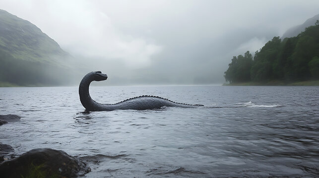  Catching sight of the mythical Loch Ness monster during a midjourney exploration in Scotland 