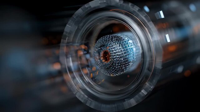 Detailed digital rendering of a cavity resonator focusing on the lone qubit trapped within its geometric confines. The image captures the complexity of quantum phenomena illustrating