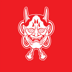 Oni japanese devil mask, Vector illustration	
