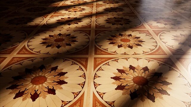 wooden floor with floral pattren, classic ambiece and oldy