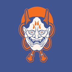 Oni japanese devil mask, Vector illustration	
