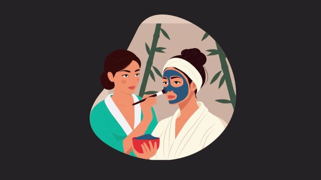 Girl Applying Face Mask  2D animations on transparent background