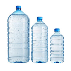 Clear Blue Plastic Water Bottles Isolated on Transparent Background