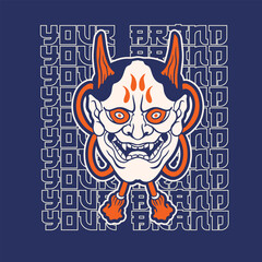 Oni japanese devil mask, Vector illustration	
