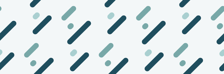Abstract geometric pattern featuring teal and dark teal rounded rectangles and circles on a white background.