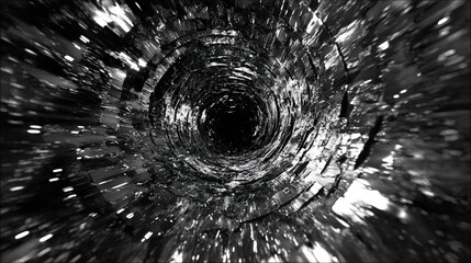 Abstract Black And White Tunnel Vortex