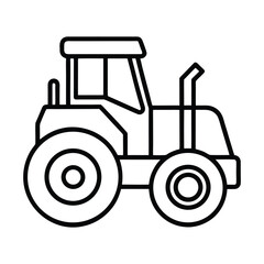 Simple line art tractor isolated on white background
